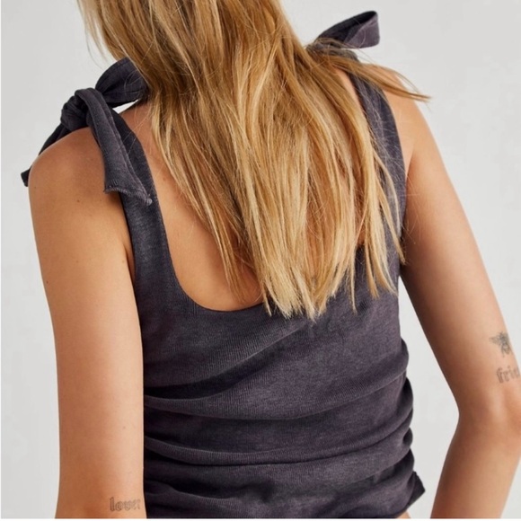 Free People ribbed shoulder tie Tank…. - Picture 3 of 15